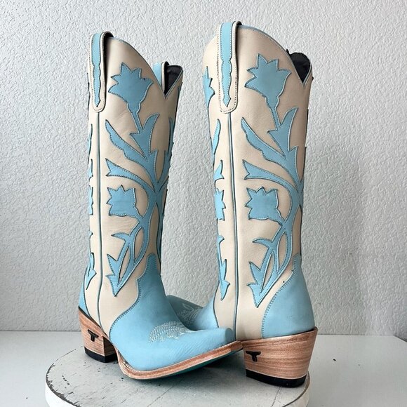 Lane Boots Shoes - Lane JOLENE Womens Cowboy Boots 6 Blueberry Buttermilk Leather 15" Tall Western
